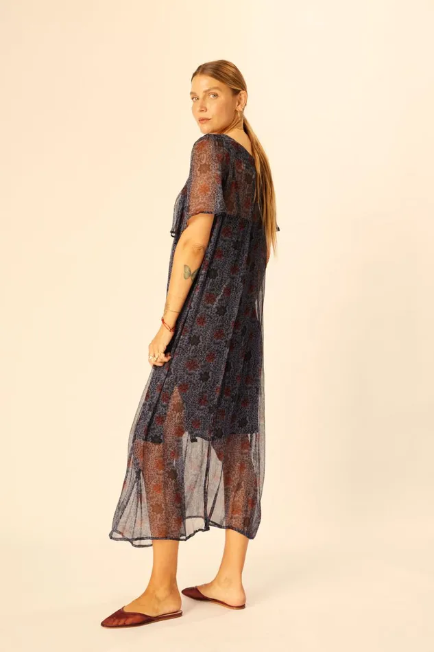 Women Natalie Martin Dresses Sienna Dress Snowflake Steel Blue