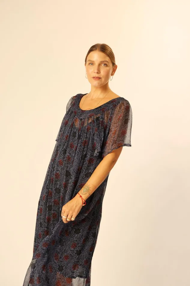 Women Natalie Martin Dresses Sienna Dress Snowflake Steel Blue