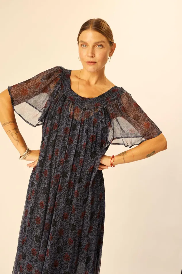 Women Natalie Martin Dresses Sienna Dress Snowflake Steel Blue