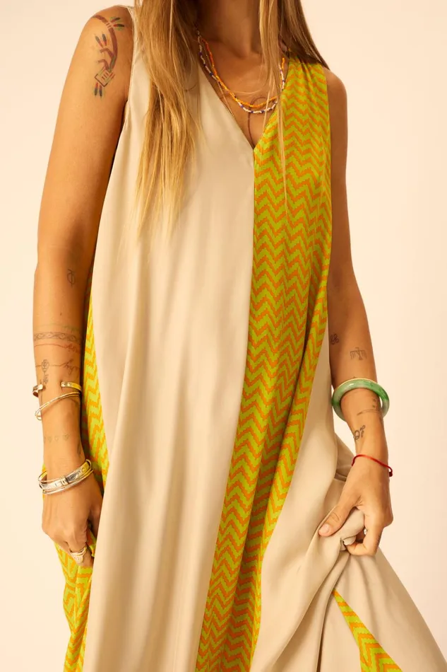 Women Natalie Martin Dresses Tova Maxi Block Zigzag Tangerine