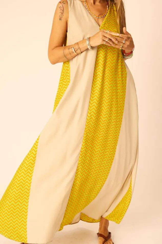 Women Natalie Martin Dresses Tova Maxi Block Zigzag Tangerine