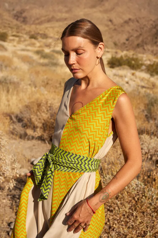 Women Natalie Martin Dresses Tova Maxi Block Zigzag Tangerine