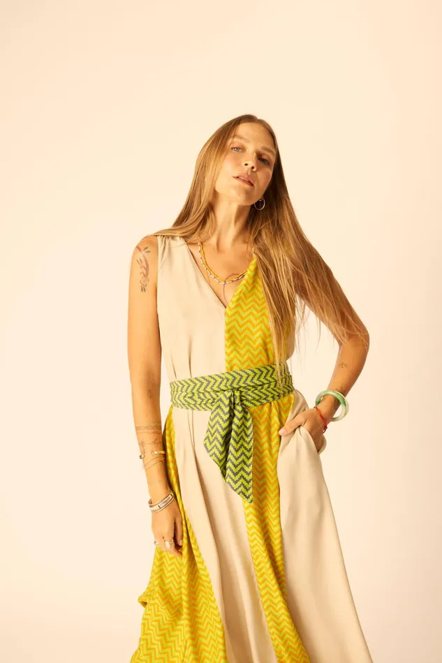 Women Natalie Martin Dresses Tova Maxi Block Zigzag Tangerine