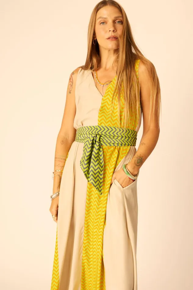 Women Natalie Martin Dresses Tova Maxi Block Zigzag Tangerine