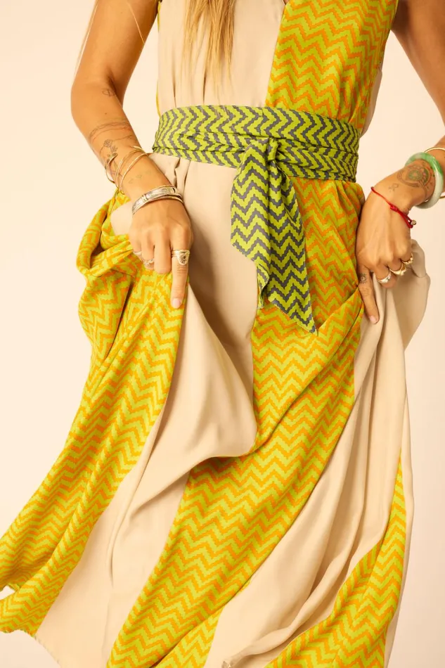 Women Natalie Martin Dresses Tova Maxi Block Zigzag Tangerine