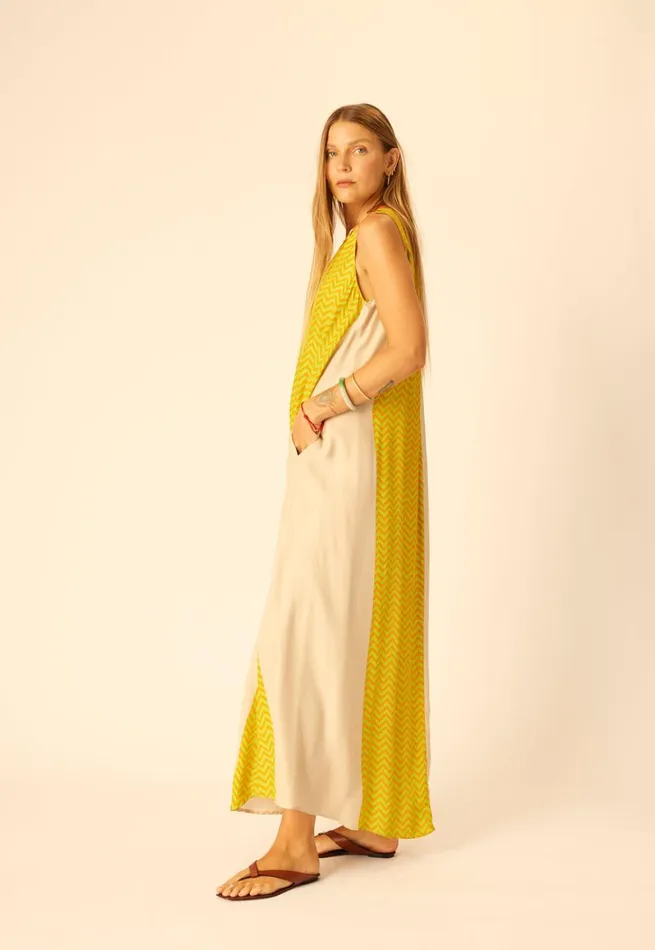 Women Natalie Martin Dresses Tova Maxi Block Zigzag Tangerine