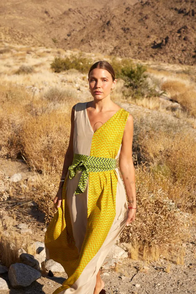 Women Natalie Martin Dresses Tova Maxi Block Zigzag Tangerine