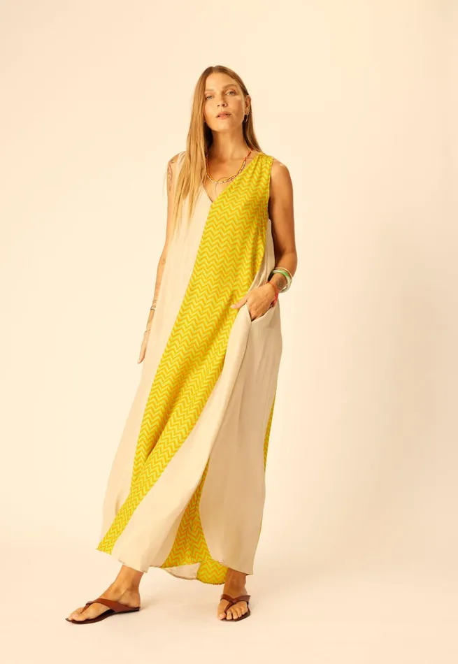 Women Natalie Martin Dresses Tova Maxi Block Zigzag Tangerine