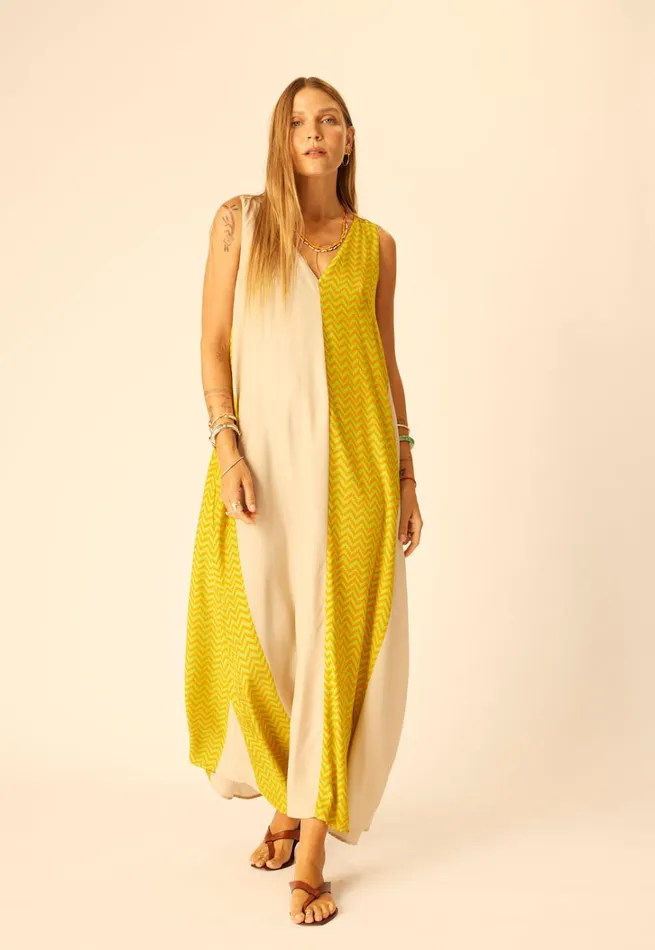 Women Natalie Martin Dresses Tova Maxi Block Zigzag Tangerine