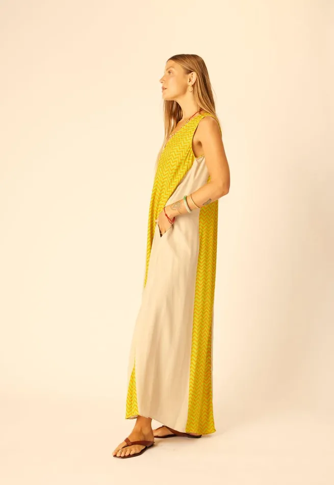 Women Natalie Martin Dresses Tova Maxi Block Zigzag Tangerine