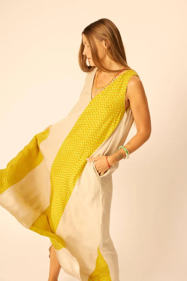 Women Natalie Martin Dresses Tova Maxi Block Zigzag Tangerine
