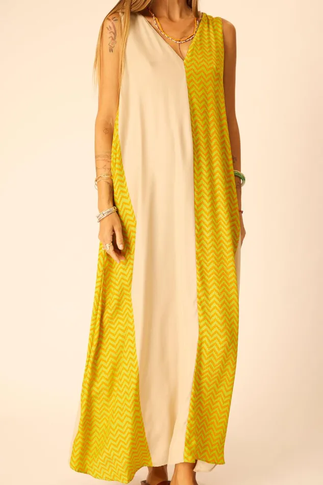 Women Natalie Martin Dresses Tova Maxi Block Zigzag Tangerine