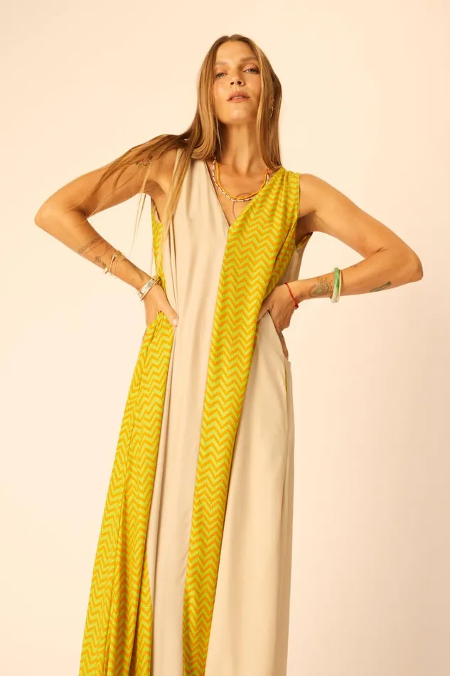 Women Natalie Martin Dresses Tova Maxi Block Zigzag Tangerine