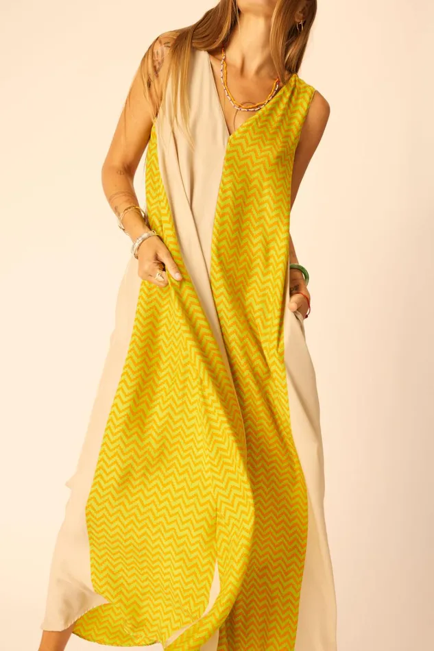 Women Natalie Martin Dresses Tova Maxi Block Zigzag Tangerine