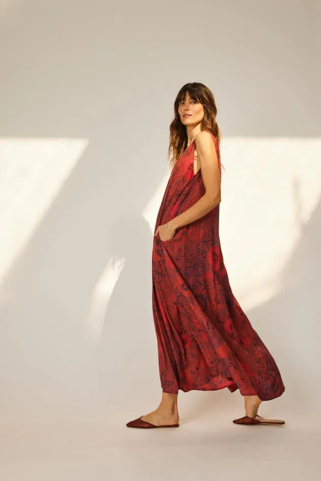 Women Natalie Martin Dresses Tova Maxi Peacock Currant