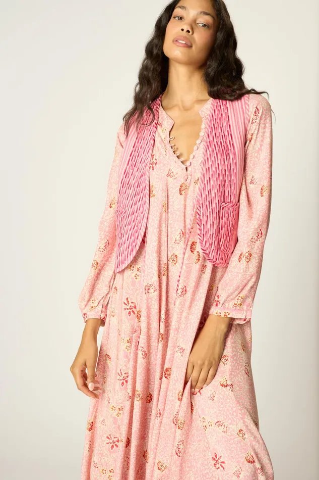 Women Natalie Martin Jackets and Vests Felicity Vest Pink Stripe Combo