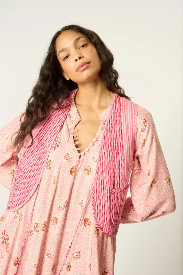 Women Natalie Martin Jackets and Vests Felicity Vest Pink Stripe Combo