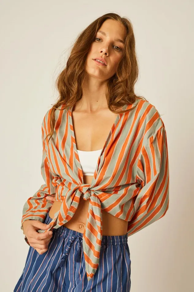 Women Natalie Martin Tops Adriana Top Batik Stripe Sage