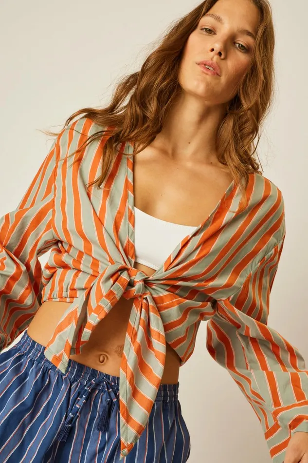 Women Natalie Martin Tops Adriana Top Batik Stripe Sage