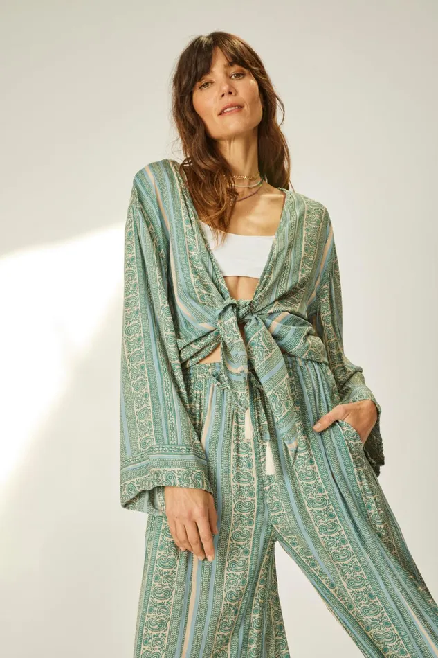 Women Natalie Martin Tops Adriana Top Paisley Stripe Pool Women Natalie Martin Tops Adriana Top Paisley Stripe Pool