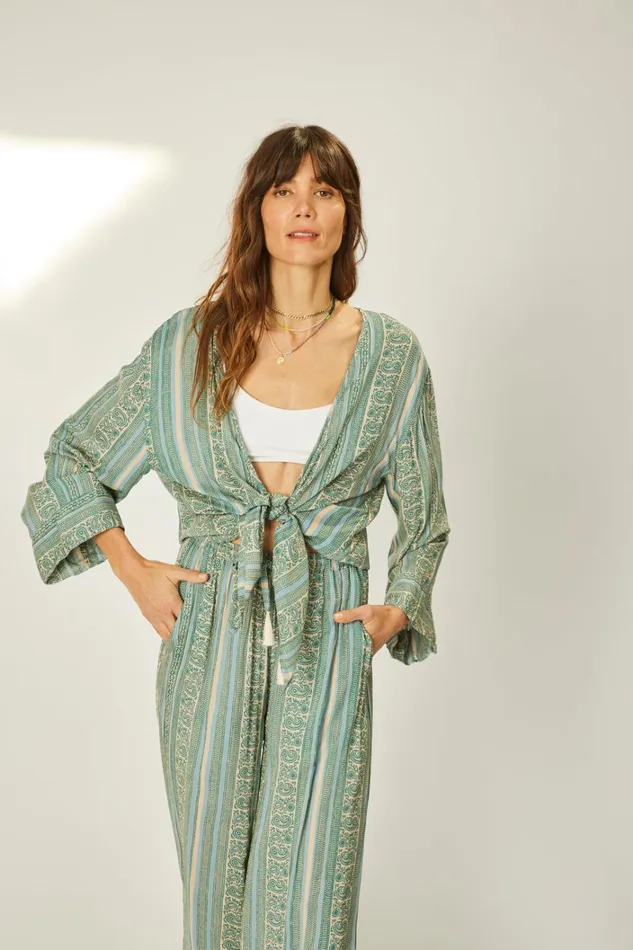 Women Natalie Martin Tops Adriana Top Paisley Stripe Pool Women Natalie Martin Tops Adriana Top Paisley Stripe Pool