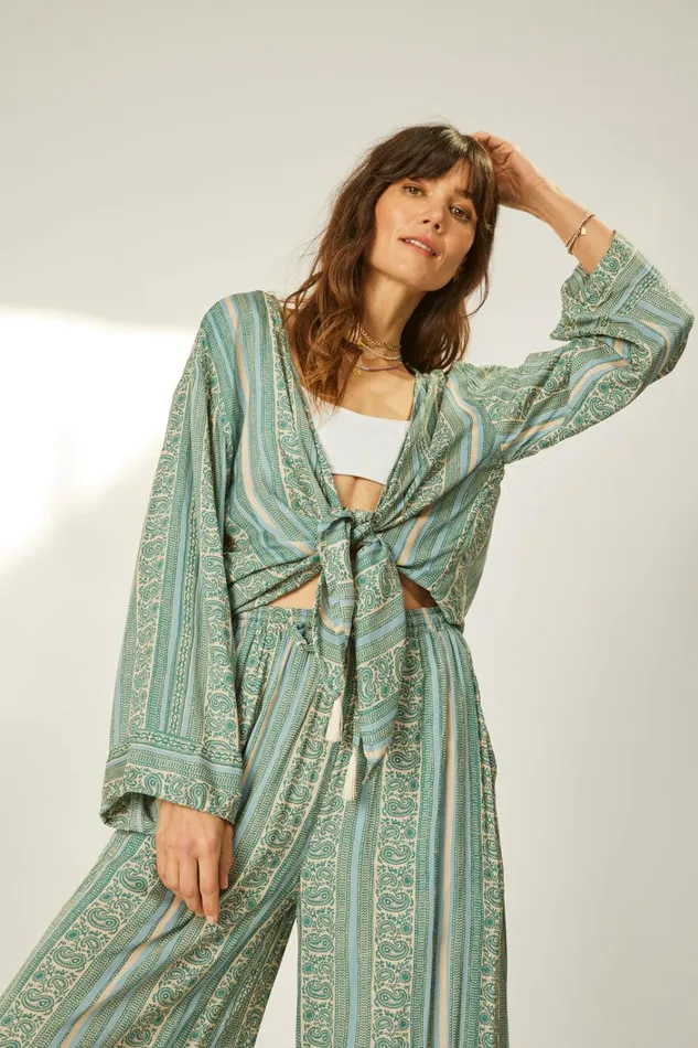 Women Natalie Martin Tops Adriana Top Paisley Stripe Pool Women Natalie Martin Tops Adriana Top Paisley Stripe Pool