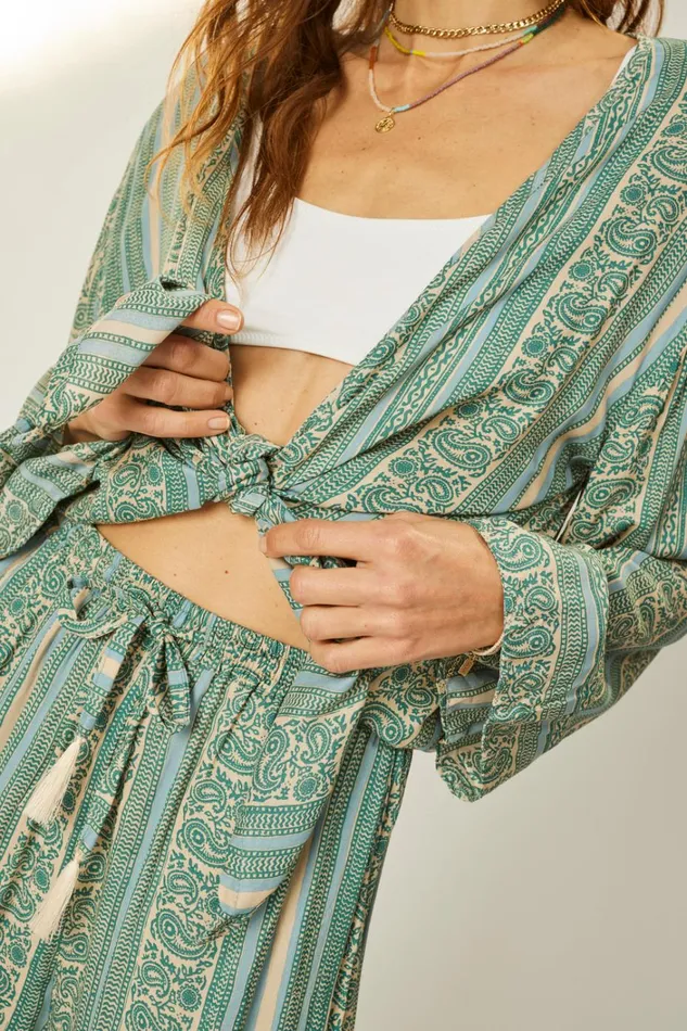 Women Natalie Martin Tops Adriana Top Paisley Stripe Pool Women Natalie Martin Tops Adriana Top Paisley Stripe Pool