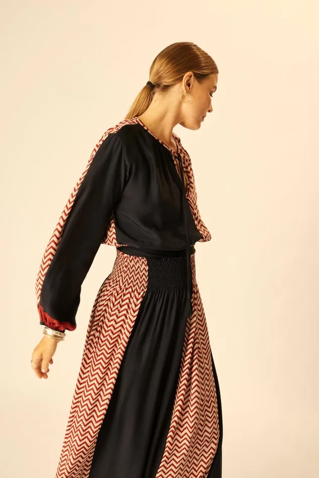 Women Natalie Martin Tops Amelia Top Block Zigzag Noire