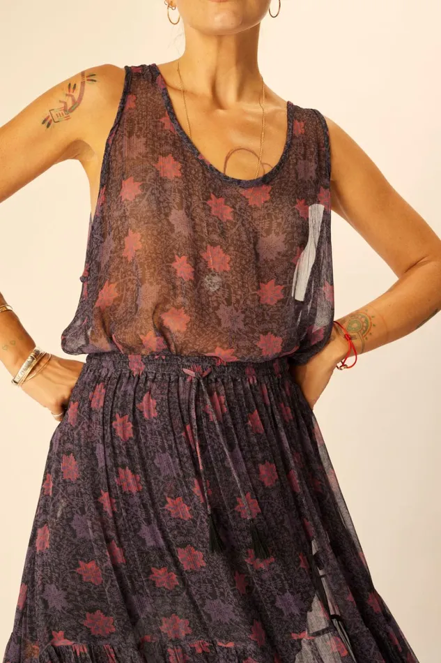 Women Natalie Martin Tops Ariana Tank Snowflake Aubergine