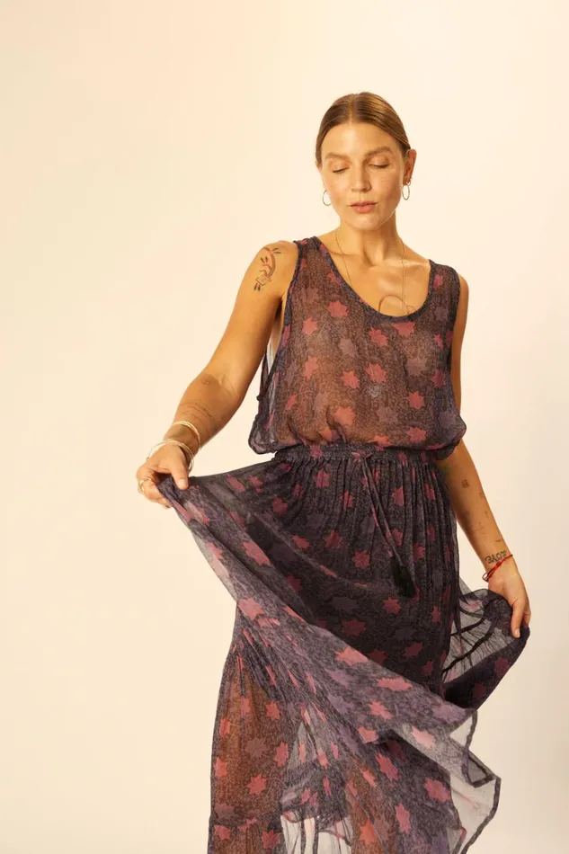 Women Natalie Martin Tops Ariana Tank Snowflake Aubergine