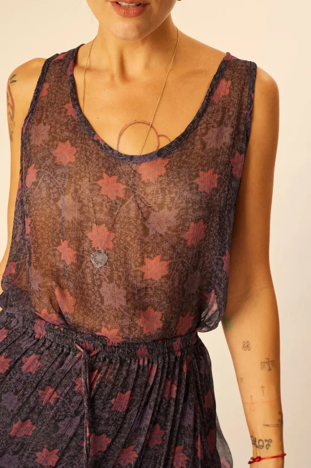 Women Natalie Martin Tops Ariana Tank Snowflake Aubergine