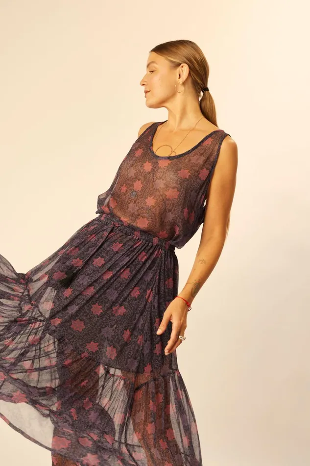 Women Natalie Martin Tops Ariana Tank Snowflake Aubergine