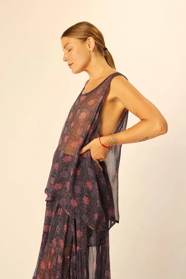 Women Natalie Martin Tops Ariana Tank Snowflake Aubergine