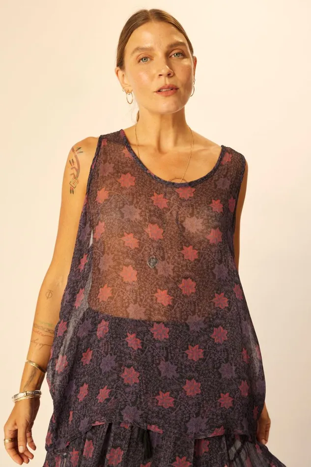 Women Natalie Martin Tops Ariana Tank Snowflake Aubergine