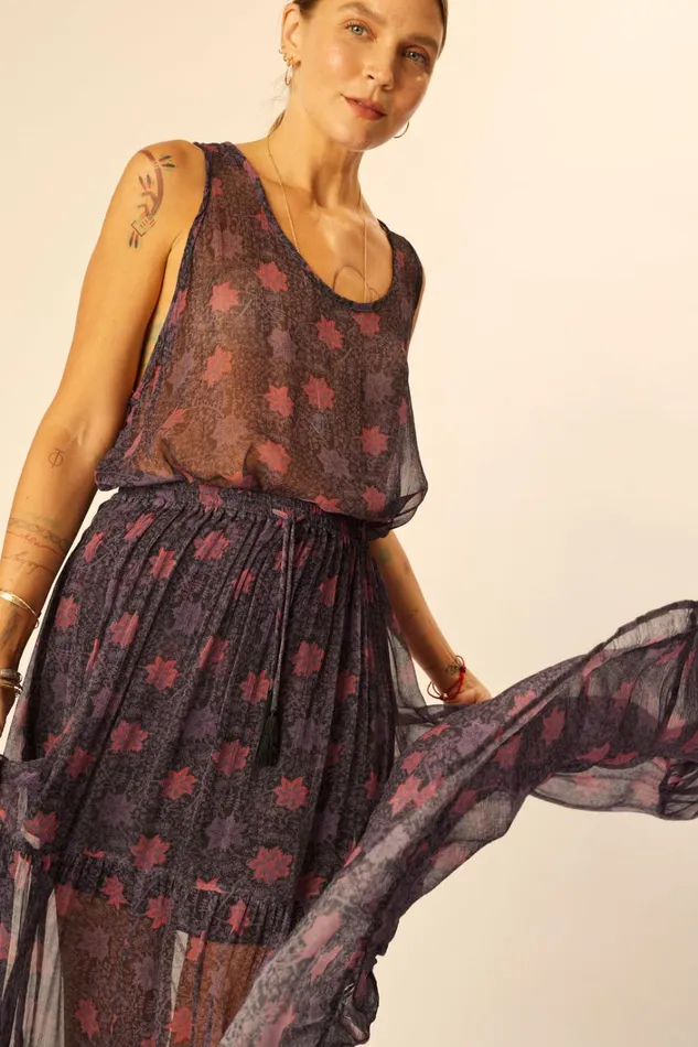 Women Natalie Martin Tops Ariana Tank Snowflake Aubergine