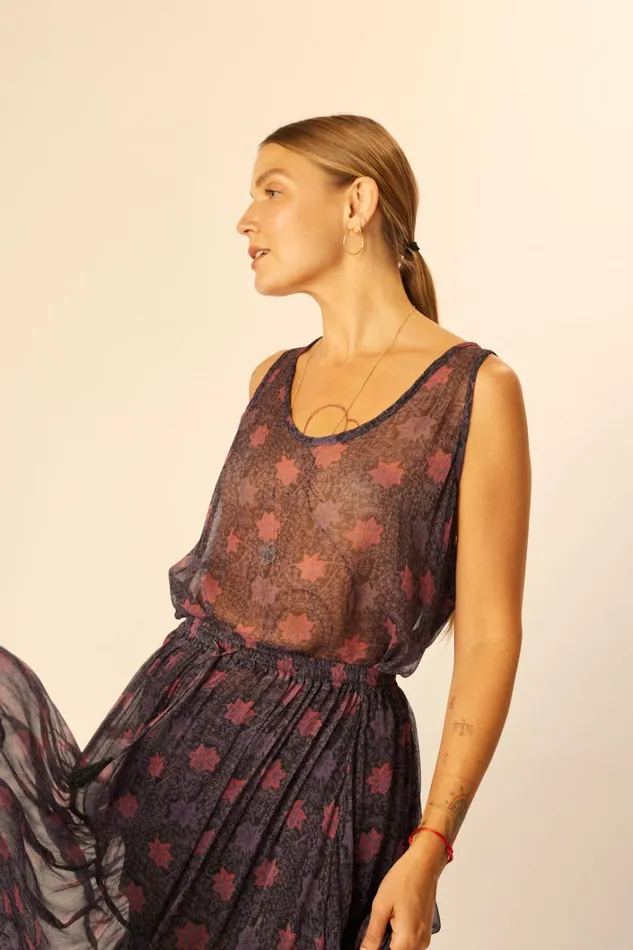 Women Natalie Martin Tops Ariana Tank Snowflake Aubergine