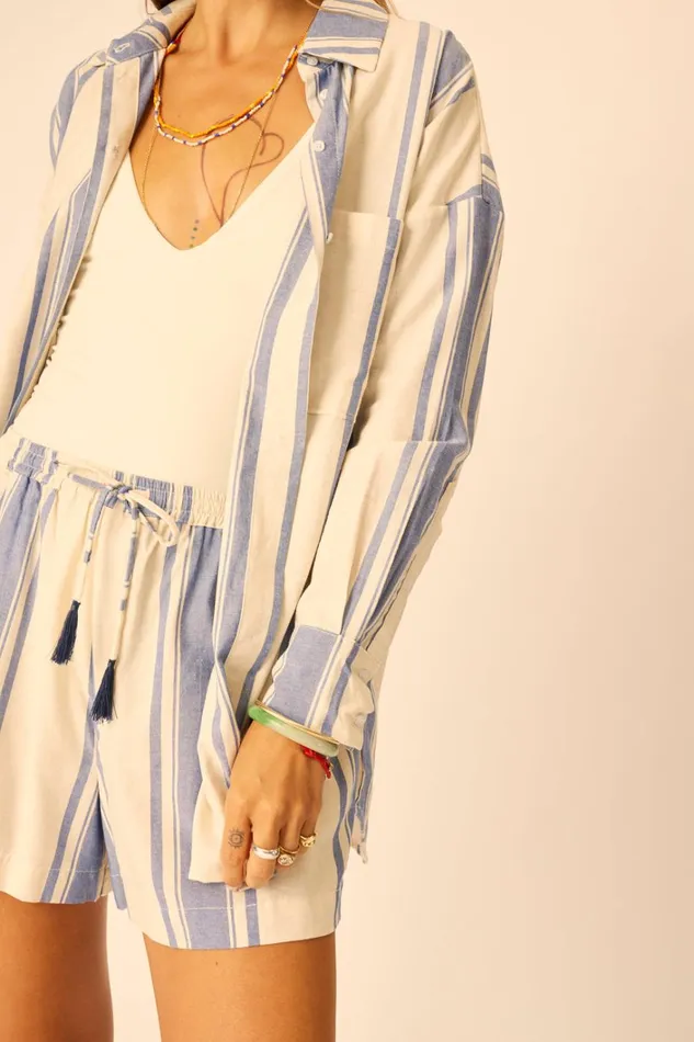 Women Natalie Martin Tops Jennifer Shirt French Stripe Blue