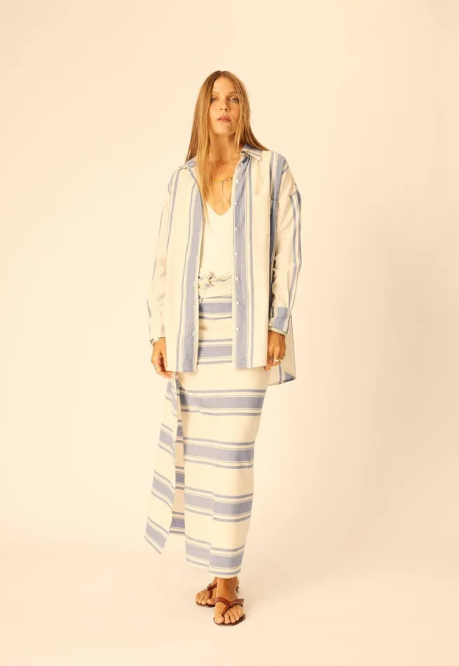 Women Natalie Martin Tops Jennifer Shirt French Stripe Blue