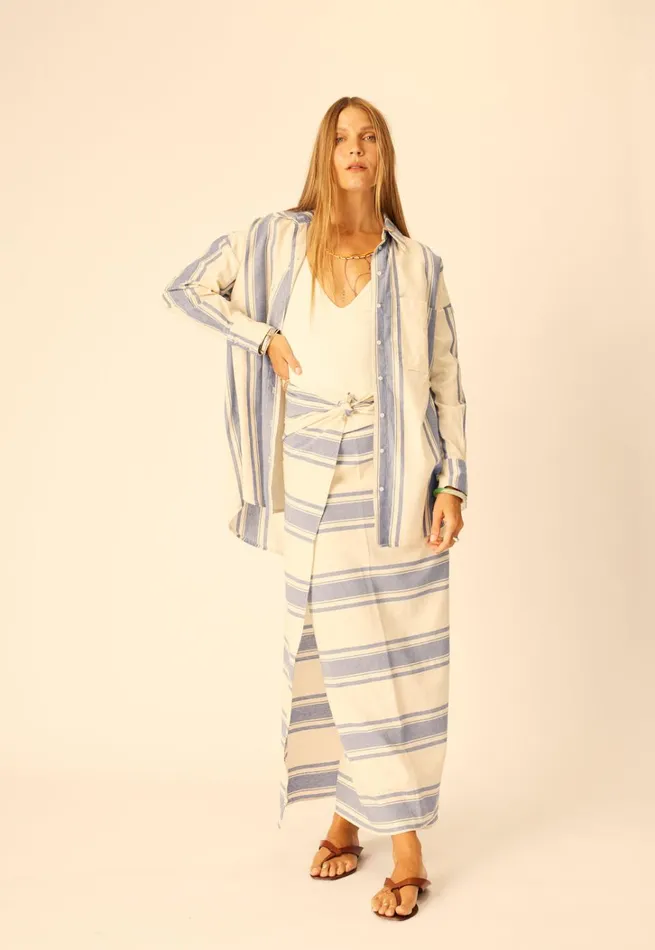 Women Natalie Martin Tops Jennifer Shirt French Stripe Blue