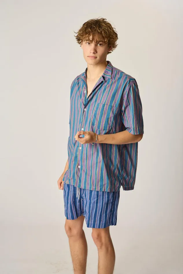 Women Natalie Martin Tops Kevin Shirt Unisex Batik Stripe Lavender