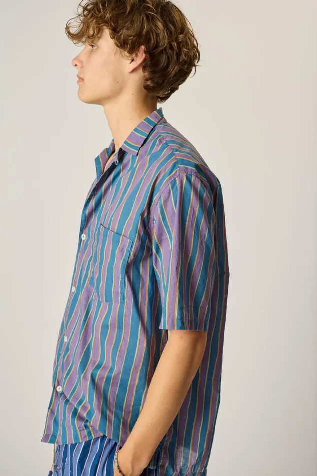 Women Natalie Martin Tops Kevin Shirt Unisex Batik Stripe Lavender