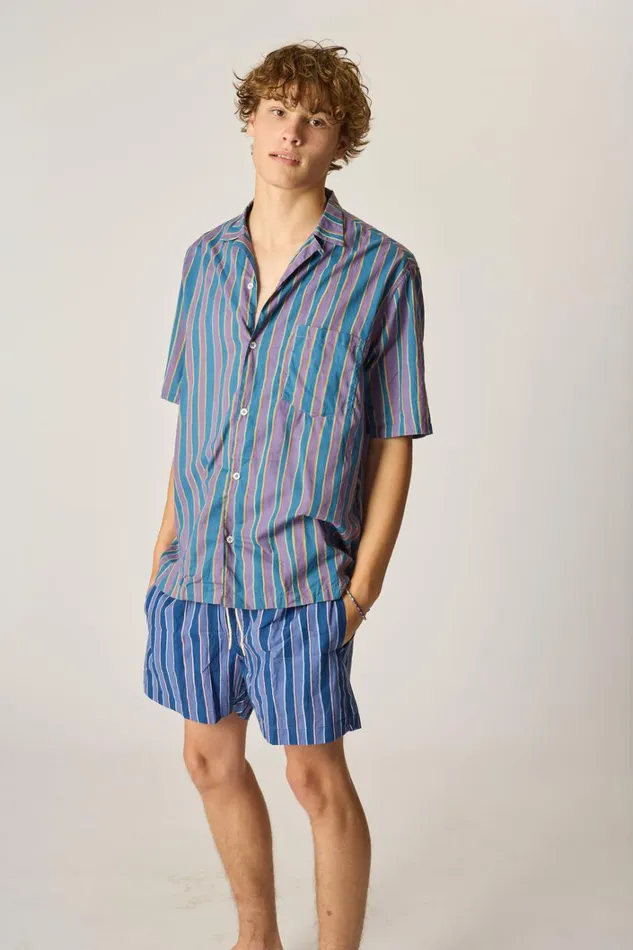 Women Natalie Martin Tops Kevin Shirt Unisex Batik Stripe Lavender