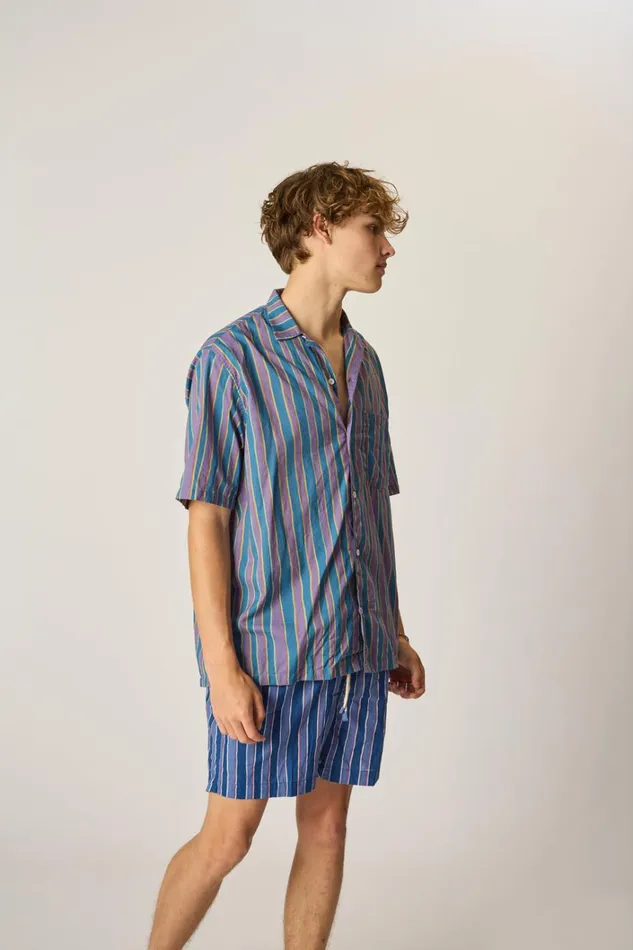 Women Natalie Martin Tops Kevin Shirt Unisex Batik Stripe Lavender