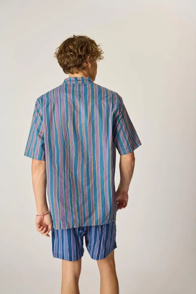 Women Natalie Martin Tops Kevin Shirt Unisex Batik Stripe Lavender