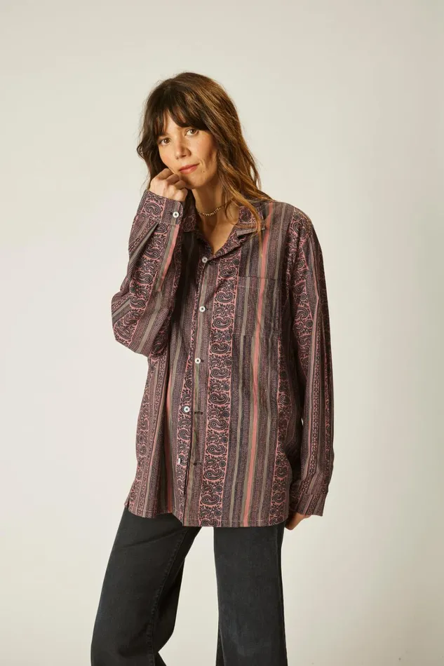 Women Natalie Martin Tops Louis Shirt Paisley Stripe Heather