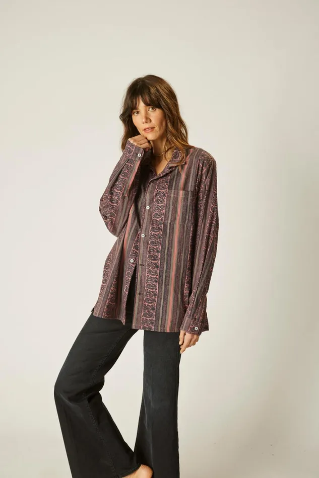 Women Natalie Martin Tops Louis Shirt Paisley Stripe Heather Women Natalie Martin Tops Louis Shirt Paisley Stripe Heather
