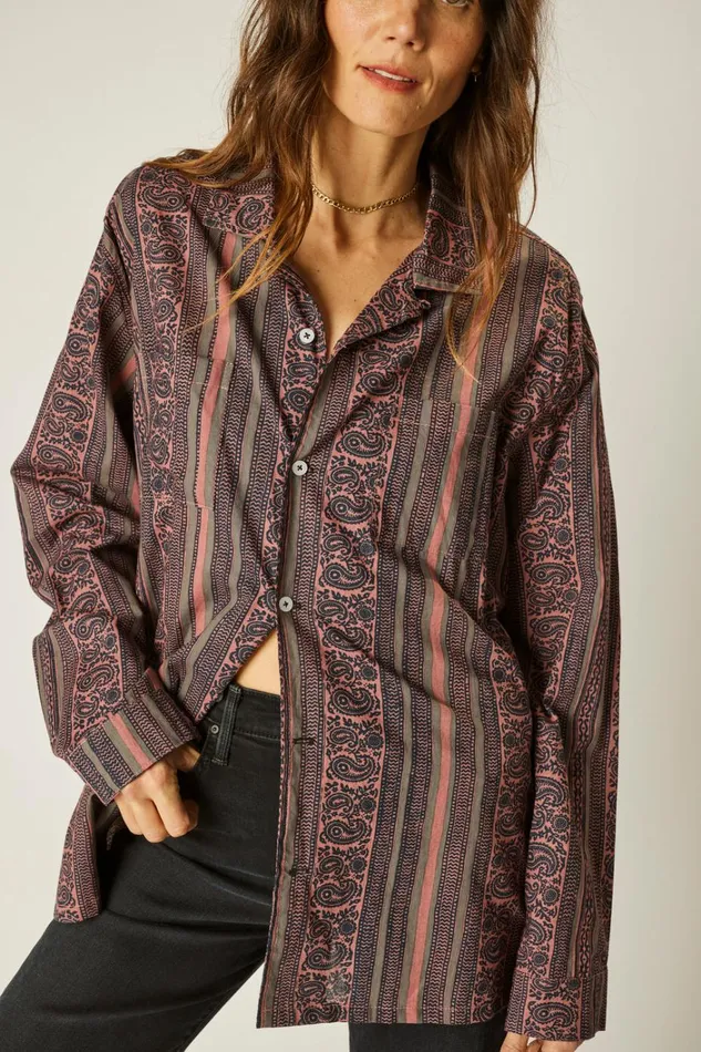 Women Natalie Martin Tops Louis Shirt Paisley Stripe Heather Women Natalie Martin Tops Louis Shirt Paisley Stripe Heather