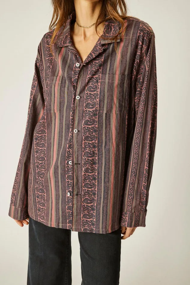 Women Natalie Martin Tops Louis Shirt Paisley Stripe Heather Women Natalie Martin Tops Louis Shirt Paisley Stripe Heather
