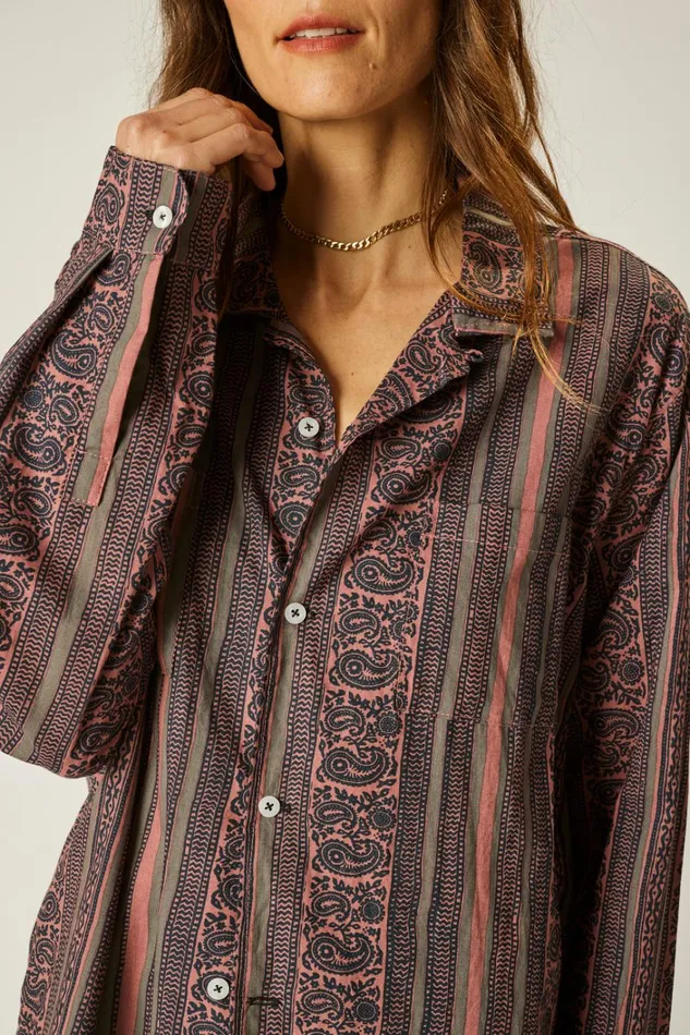 Women Natalie Martin Tops Louis Shirt Paisley Stripe Heather Women Natalie Martin Tops Louis Shirt Paisley Stripe Heather