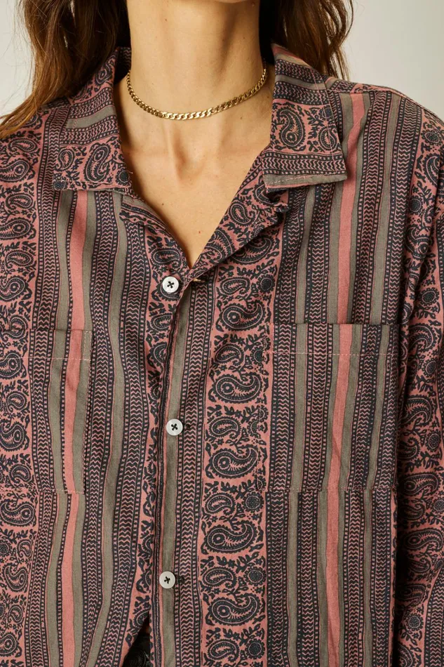 Women Natalie Martin Tops Louis Shirt Paisley Stripe Heather Women Natalie Martin Tops Louis Shirt Paisley Stripe Heather